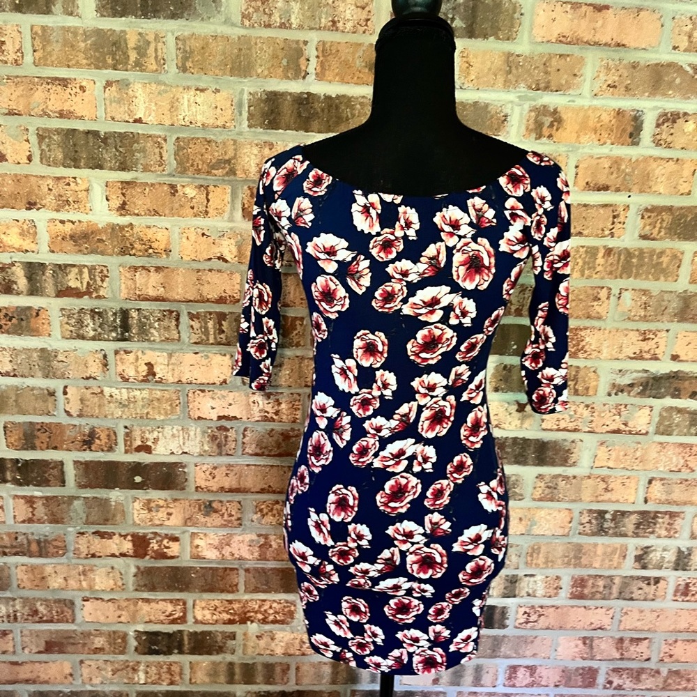 Navy blue off shoulder dress
